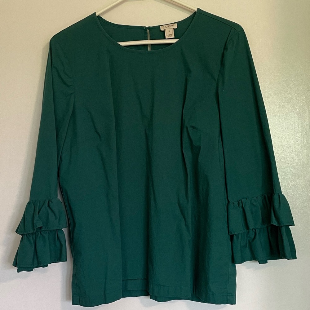 J. Crew ruffle-sleeve top, Size 12